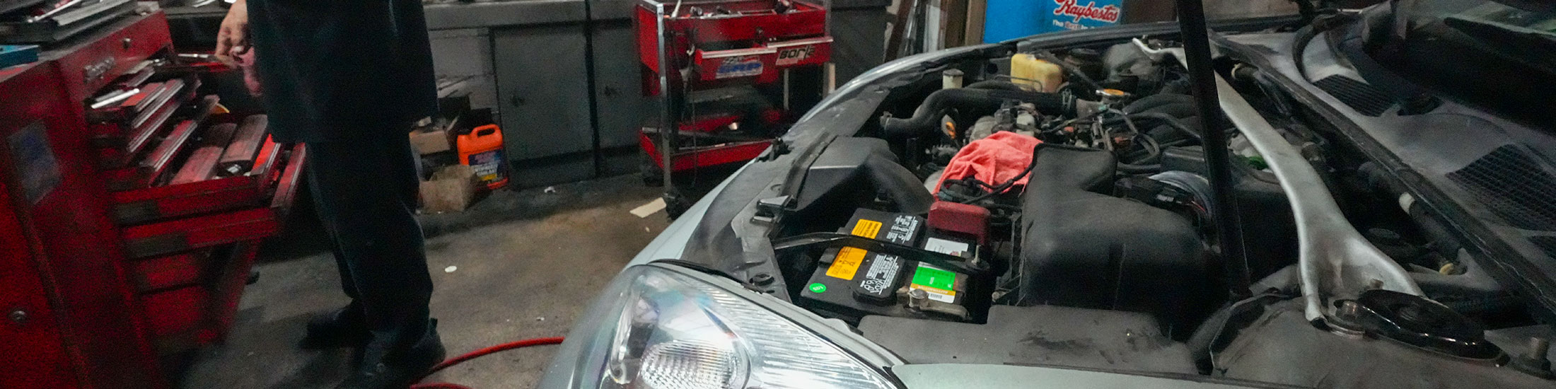 image of vehicle being repaired at Masaki's Auto Repair.